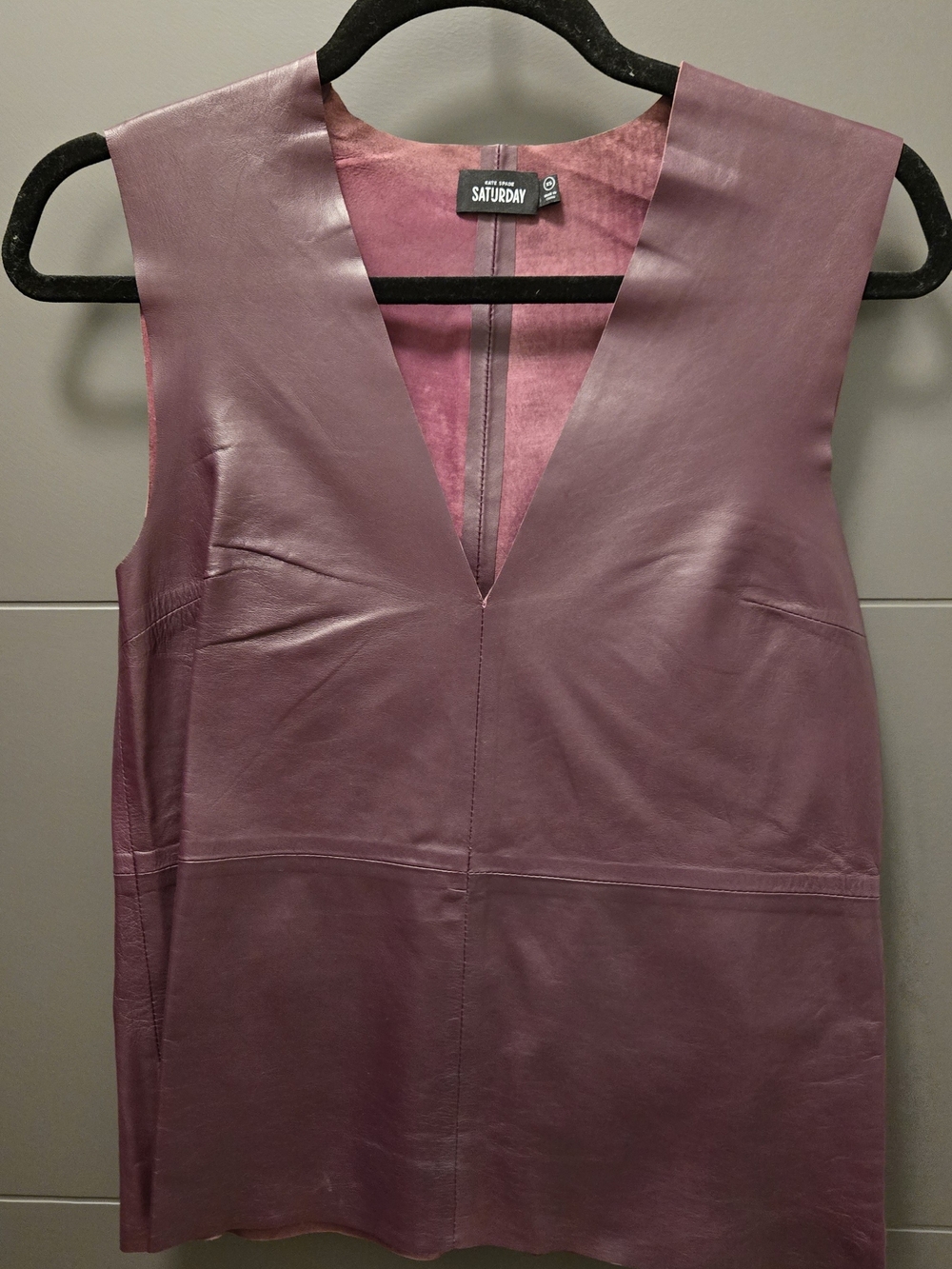 Kate Spade Plum Leather V-Neck Vest